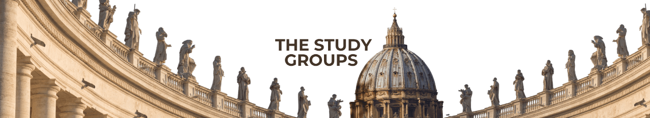 The Study Groups — the colonnade of St. Peter's Square and the dome of St. Peter's Basilica